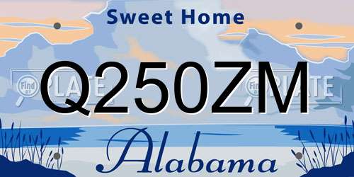 Q250ZM Alabama License Plate