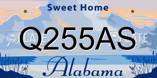 Q255AS Alabama License Plate