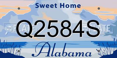 Q2584S Alabama License Plate