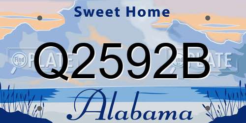 Q2592B Alabama License Plate