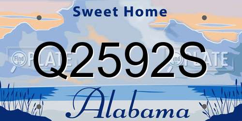 Q2592S Alabama License Plate