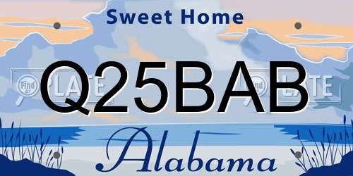 Q25BAB Alabama License Plate