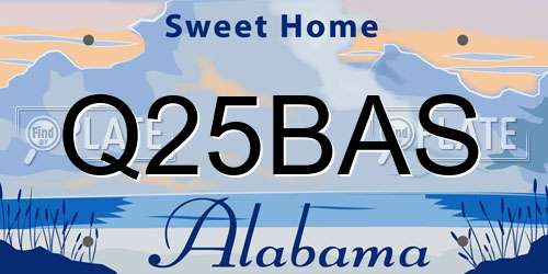 Q25BAS Alabama License Plate