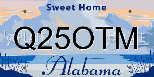 Q25OTM Alabama License Plate