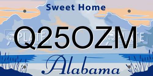 Q25OZM Alabama License Plate