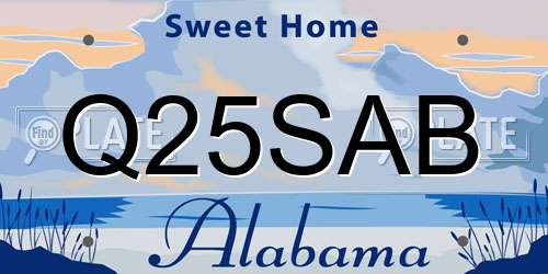 Q25SAB Alabama License Plate