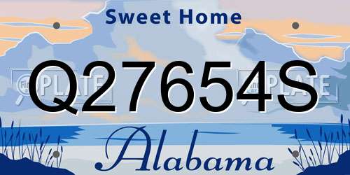 Q27654S Alabama License Plate