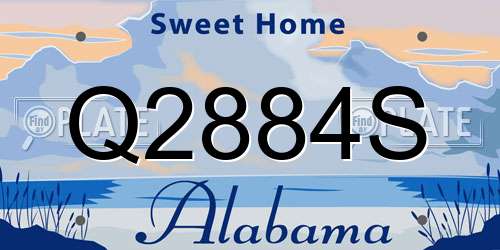 Q2884S Alabama License Plate