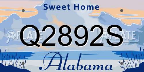 Q2892S Alabama License Plate