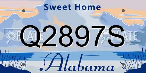 Q2897S Alabama License Plate