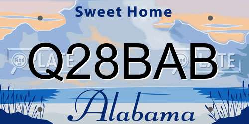 Q28BAB Alabama License Plate
