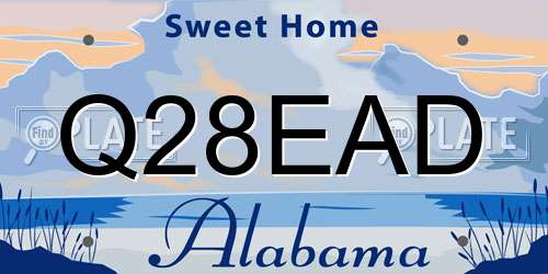 Q28EAD Alabama License Plate