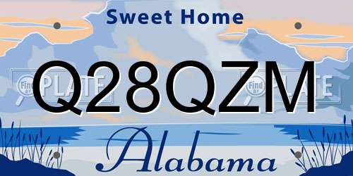Q28QZM Alabama License Plate