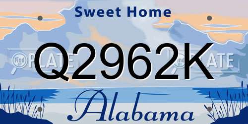 Q2962K Alabama License Plate