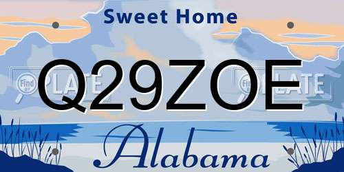 Q29ZOE Alabama License Plate