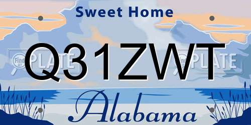 Q31ZWT Alabama License Plate