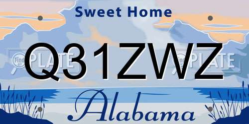 Q31ZWZ Alabama License Plate