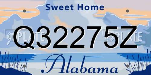 Q32275Z Alabama License Plate