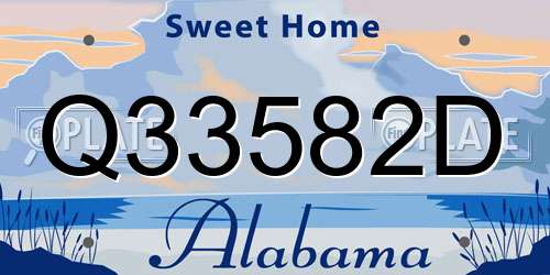 Q33582D Alabama License Plate
