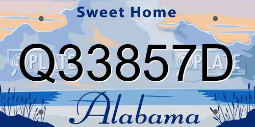 Q33857D Alabama License Plate
