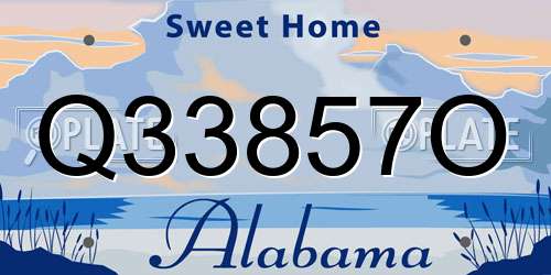 Q33857O Alabama License Plate