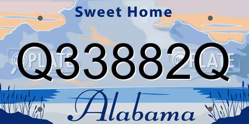 Q33882Q Alabama License Plate