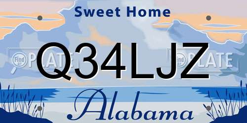 Q34LJZ Alabama License Plate