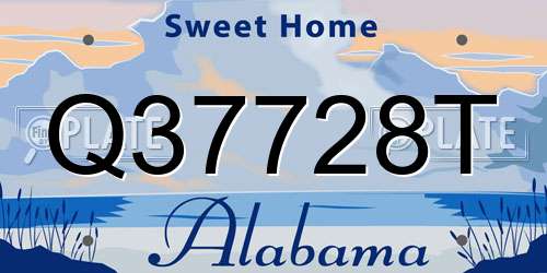 Q37728T Alabama License Plate