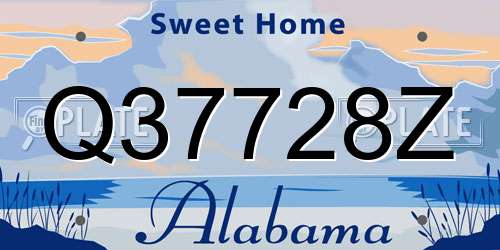 Q37728Z Alabama License Plate