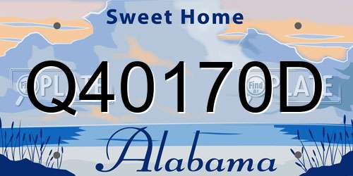 Q40170D Alabama License Plate