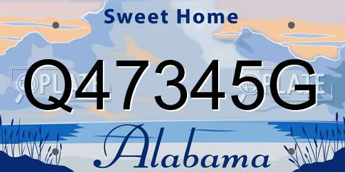 Q47345G Alabama License Plate