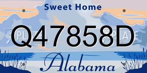 Q47858D Alabama License Plate