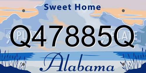 Q47885Q Alabama License Plate