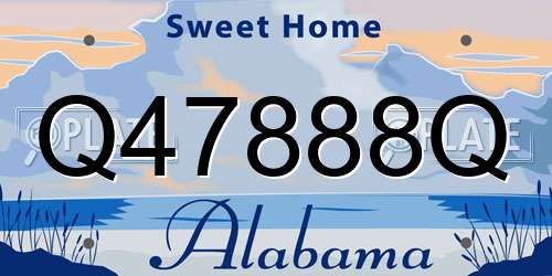 Q47888Q Alabama License Plate