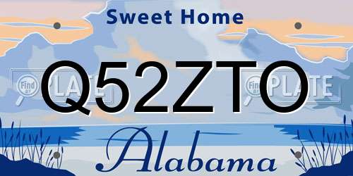 Q52ZTO Alabama License Plate
