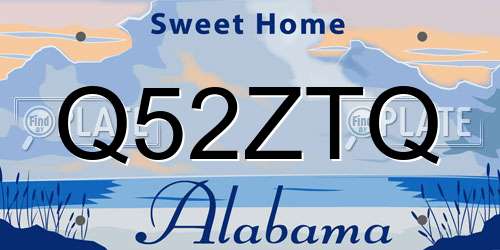 Q52ZTQ Alabama License Plate