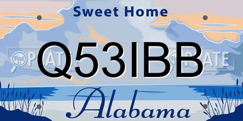 Q53IBB Alabama License Plate