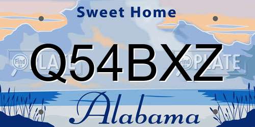 Q54BXZ Alabama License Plate