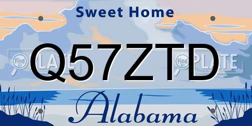Q57ZTD Alabama License Plate