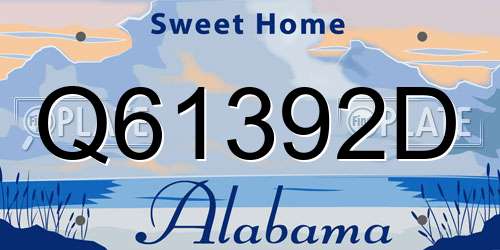 Q61392D Alabama License Plate