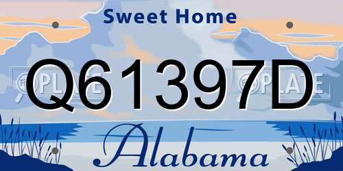 Q61397D Alabama License Plate