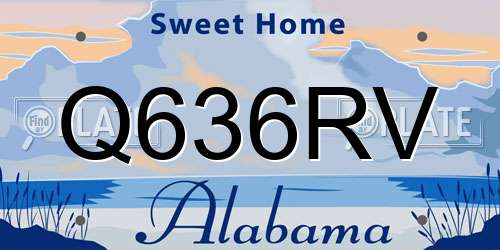 Q636RV Alabama License Plate
