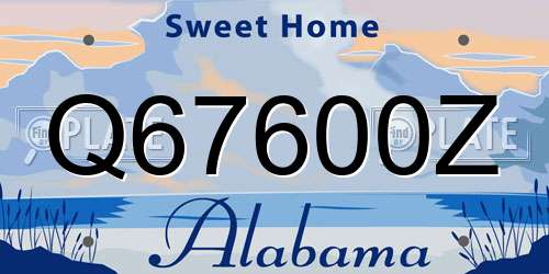 Q67600Z Alabama License Plate