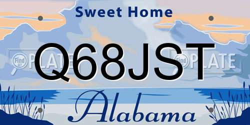 Q68JST Alabama License Plate
