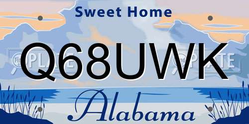 Q68UWK Alabama License Plate