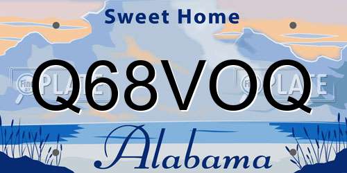 Q68VOQ Alabama License Plate