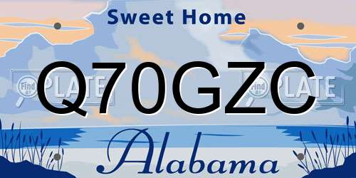 Q70GZC Alabama License Plate