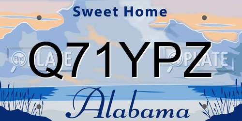Q71YPZ Alabama License Plate