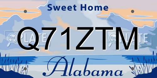 Q71ZTM Alabama License Plate