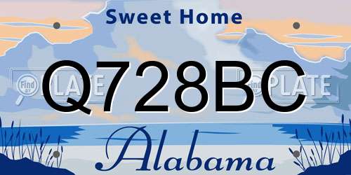 Q728BC Alabama License Plate